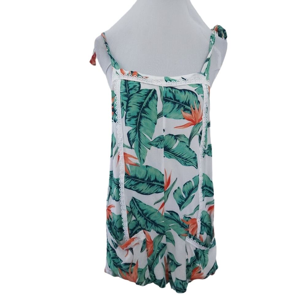 Miken Swim Overall Coverup Large Tropical Print Resortwear Bathing Suit Coverup
